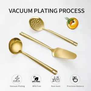 Kit Faqueiro Dourado Luxo Jogo Talheres Inox 11 Pçs - Imagem 9