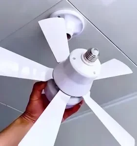 Ventilador de Teto 60W Silencioso Lâmpada Forte com LED, Controle e 6 Pás Soquete E27 Para Residencial Comercial Interno Externo Quarto Sala Cozinha Escritório Gourmet Apartamento Casa - Commlite - Imagem 2