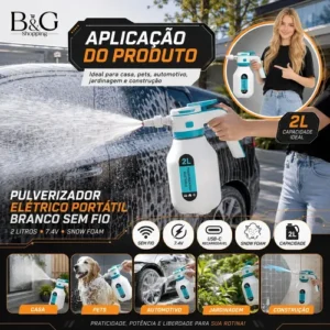 Pulverizador Elétrico Borrifador Portátil Alta Pressão Para Lavagem Automotivo E Limpeza Doméstica Detalhamento Jardim Uso Geral Cor Branco - Imagem 4
