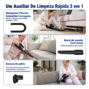 Aspirador De Pó Portátil Carro Sem Fio Com Led Alta Potência - Imagem 4