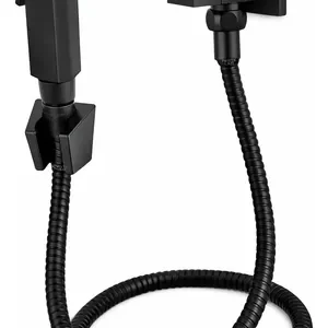 Ducha Higiênica Quadrada Luxo Metal Chuveirinho de Banheiro 1.20 mts Preto Completa ¼ Volta - Imagem 4