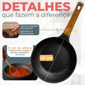 Panela Frigideira Cerâmica De Indução E Gás Compacta Profissional 24 Cm Linha Premium - Aero Home - Imagem 8