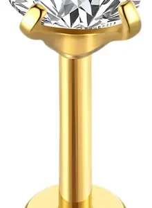 Piercing Labret Titânio Push Pin Ponto De Luz Cravejado Pvd - Imagem 2