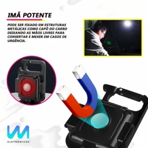 Kit 2x Mini Lanterna Refletor Led Potente 3 Modos De Luz Multifuncional Chaveiro Abridor De Garrafas Pesca Acampamento Trilhas Recarregável Usb Com Imã Wmix Eletrônicos - Imagem 5