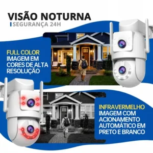 Câmera de Segurança IP 4K, Wi-Fi Dual Band, Lente Dupla, com Sirene, Visão Noturna Colorida, Rotação 355°, Controle por App, Prova D'água, Cor Branca-Jooan - Imagem 7