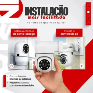 Câmera De Segurança Full Hd Visão Noturna Tomada 360° Wi-Fi Ip Monitoramento Interno Conexão Sem Fio Controle App Smartphone Vigilância Residencial Branca Nixzen - Imagem 3