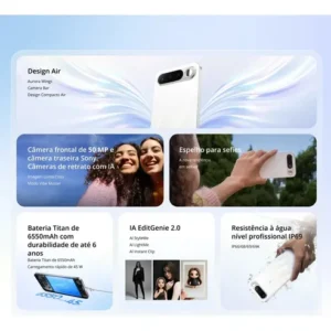 Smartphone Celular Realme 16 5g 256gb 12gb Ram Dual Sim Câmera De 50mp Lumacolor Image Espelho para Selfies Bateria 6550mah Impermeável Ip69 Pro 4200nit Amoled Branco - Imagem 4