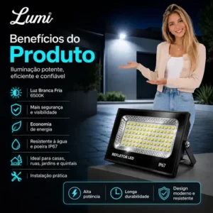 Kit 4 Holofote Refletor Super Led 300w Luminária Cor Da Luz Branco Frio 6500k Ip67 Bovolt Preto - Imagem 2