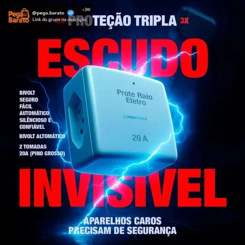 Prote Raio Bivolt Geladeira Tv 20a Proteraios Super Protetor Eletronico Adaptador De Tomada Benjamin 3 Pinos Inetro Anti Raios Proter Eletro Bivolt Lavadora Ar Condicionado Gamer Freezer Benjamim Dps