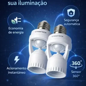 Kit 2 Sensores De Presença Iluminação Lâmpada Soquete E27 - Imagem 5