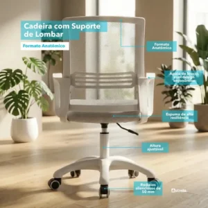 Cadeira Escritório Astrella Vega Ergonômica E Giratória Cinza Malha - Imagem 2