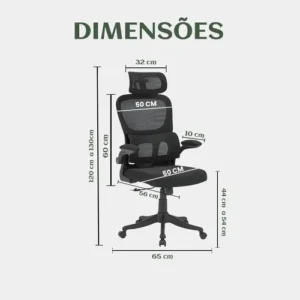 Cadeira Escritório Ergonômica Genebra B500 Luvinco Cor Preto Com Suporte Lombar Estofado Mesh - Imagem 10