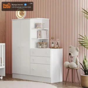 Guarda-roupa Infantil Doce Sonho 2 Portas Branco - Qmovi - Imagem 1
