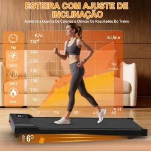 Esteira Elétrica Ergométrica Ginástica Inclinacão 12km 2.5hp Preto - Imagem 5