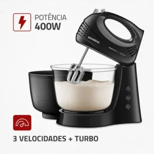 Batedeira Prática B-45-b 2 Tigelas 400w Preta Mondial Cor Preto Frequência 60 - Imagem 3