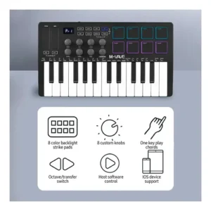 Teclado Controlador MIDI M-Vave SMK-25 25 Teclas 8 Pads Bluetooth - Imagem 4