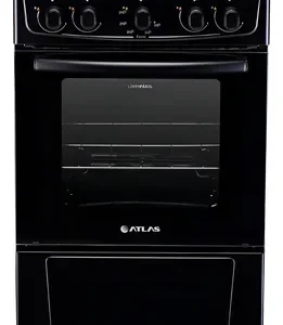 Fogão 4 Bocas Atlas Coliseum Plus Preto A Gás com Mesa de Inox e Forno de 50 Litros Acendimento Manual - Imagem 2