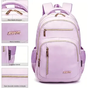 Mochila feminina, ideal para deslocamentos diários, viagens e estudos, impermeável, reforçada, com capacidade para portátil, 24L (Roxo) - Imagem 3