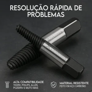Kit Extrator Saca Parafuso Quebrado Danificado Enferrujado 3 A 22mm - 6 Peças Aço Carbono Resistente - Estojo Incluso - Imagem 5