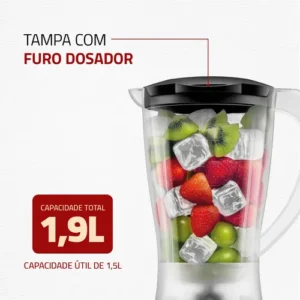 Liquidificador Mondial 1,5l Easy Power 550w L-550-b Cor Preto - Imagem 5