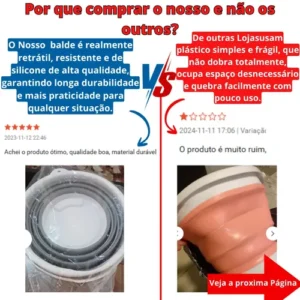 Balde Retrátil 10L Flexível Dobrável Silicone Reforçado Multiuso Compacto Pronta Entrega Cinza e Branco Óh Céus Aletrônix - Imagem 8