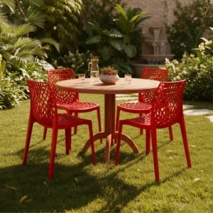 Kit 8 Cadeira Gruvyer Vermelha Moderna Ergonômica Suporta 140kg Empilhavel Resistente Feita Para Área Interna e Externa Bar Restaurante Escritório Casa Sala De Jantar Cozinha Gourmet Design Decorativo - Imagem 10
