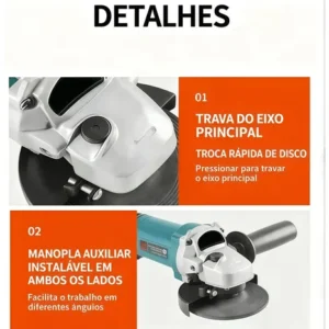 Esmerilhadeira Lixadeira Angular 850w 115mm Cor Azul-petrol - Imagem 2