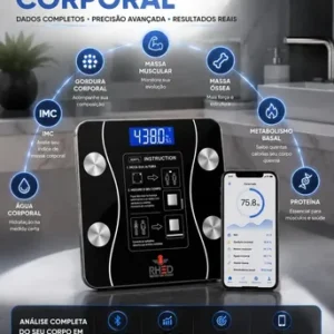 Balança Digital Bioimpedância Profissional smart imc 180kg Bluetooth Corporal Aparelho Alta Capacidade aplicativo App para Android e para IOS Balança De Banheiro Academia - Imagem 4