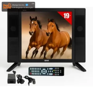 Tv Portátil Bak 19'' LED HD 1440x900 Preto HDMI USB Controle - Imagem 1