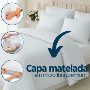 Kit 2 Travesseiros Luxo Matelado Fibra Antialérgica 70x50cm Branco - Imagem 4