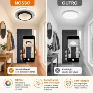 Luminária De Teto Sobrepor Plafon LED Pendente Redonda Luz Moderna - Luz Branco Frio, Quente e Neutro - Imagem 6