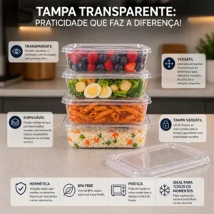 Kit 10 Pote 800 Ml Marmita Transparente Bpa Free Microondas - Imagem 6