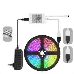 Fita Led Rgb 5m 5050 Colorida Decoração + Fonte + Controle - Imagem 3