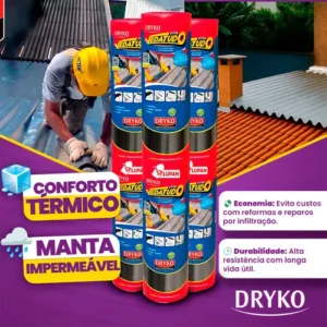 Manta Asfáltica 90cm Auto Adesiva Aluminizada Fita Vedatudo Multiuso Telhado - Dryko X Lupan - Imagem 3
