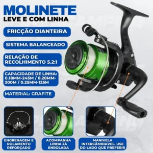 Pescamping Kit Pesca Completo 2 Varas Fibra De Vidro E 2 Molinetes Leve Com Linha Estojo E Maleta Com Acessórios - Tralha de Pescaria - Imagem 4