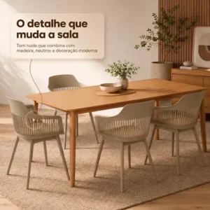 Kit 2 Cadeiras de Jantar Estofada Marcela Cor Nude Escuro Magazine Decor - Imagem 6