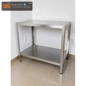 Mesa Inox Prateleira Industrial Cozinha Escritório Reforçada - Imagem 1