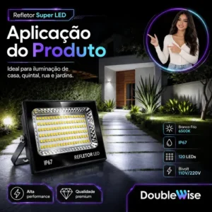 Kit 2 Refletores LED 400W Double Wise Branco Frio IP67 Áreas Externas - Imagem 3