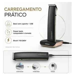 Aparador De Pelos Pritech Pr-705 A Prova D'áGua Maquina De Cortar Cabelo - Imagem 9