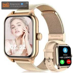Smartwatch Mertto Dourado com Tela de 1.83" e Duas Pulseiras - Imagem 1