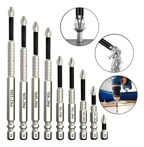 Kit Ponta Bits Magnéticas Antiderrapante Impactos K5 Ph2 9pc
