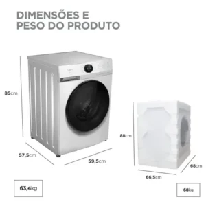 Lava E Seca 11kg Branca Slim Conectada Midea Branco - Imagem 5