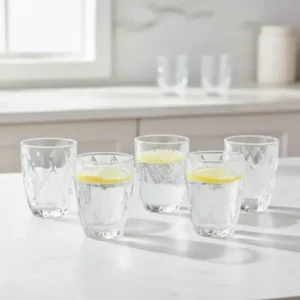 Jogo 6 Copos Diamond 300ml Vidro Grosso Diamante Luxo Moderno Resistente Buffet Casual Baixos Transparente - Imagem 10