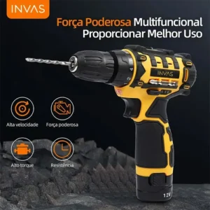 Furadeira Profissional Com Luz 2 Baterias 3/8 10mm Maleta - Imagem 4