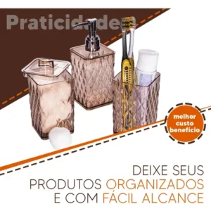 Kit De Banheiro Luxo 4 Utensilios De Lavabo Plasutil Casa - Imagem 7