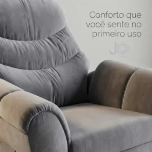 Poltrona Cadeira Reclinare Papai E Mamãe Com Encosto Confortável Retrátil E Reclinável Para Sala De Descanso E Amamentação Bonan Cor Cinza - Imagem 4