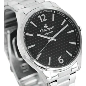 Relógio Masculino Champion CN27670T Cor da Correia Prateado com Fundo Preto Prova D´Agua 50 Metros Minimalista - Imagem 8