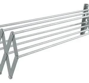 Varal Sanfonado 100cm Parede Retrátil FORT-X Alumínio Cinza 7 Varetas - Imagem 2