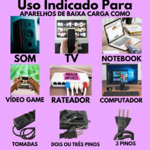 Extensão 2 Metros 4 Tomadas 3 Usb/2usb 10a Régua Energia - Imagem 12