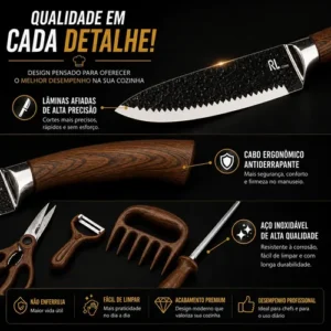 Conjunto De Facas Chef Profissional 8 Peças Churrasco Inox - Imagem 5